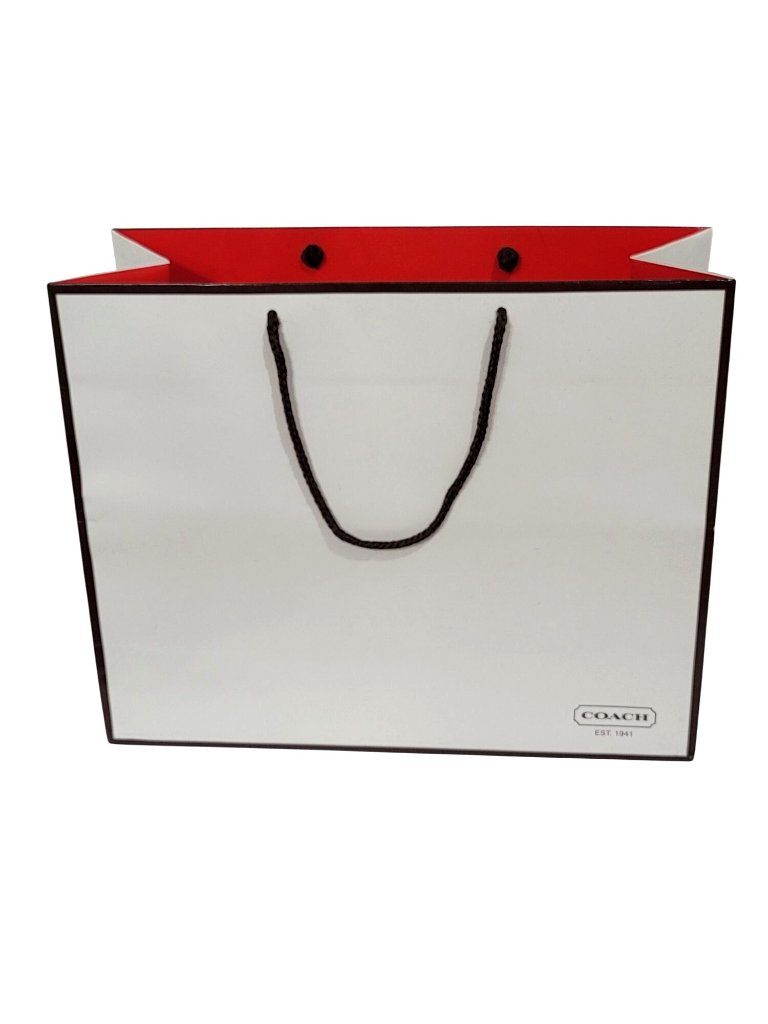 Vintage Coach White Red Paper Shopping Bag Tote